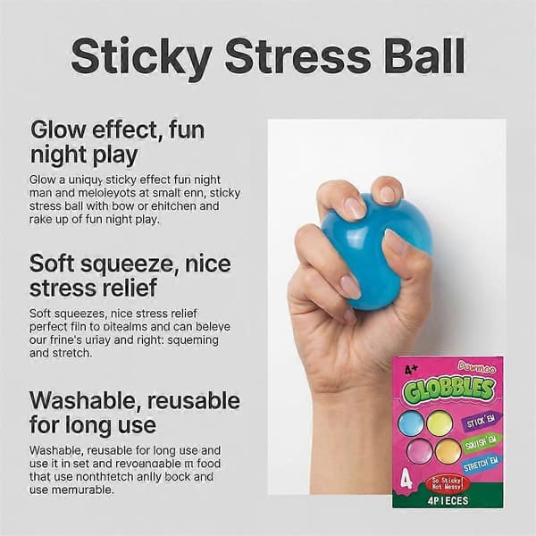 Crayola Globbles Squish Legetøj Klæbrige Stressbold til Voksne Børn Squishy Bolde Beroligende Sensorisk Stresslindrende Gave 4 kappaletta