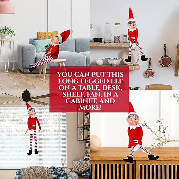 x Busig Tomte med Kardborre i Handen - Långbent Tomte Mjuk Plysch - Julnyhet - Tomte med Hatt och Etikett Jul