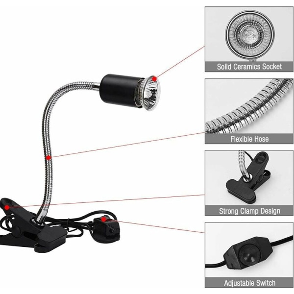 Kilpikonnan lämpölamppu, vesikilpikonnan lamppu, terraariolämpölamppu 25 W2, kilpikonnan lamppu matelijoille, liskoille, käärmeille, kilpikonnille, longziming
