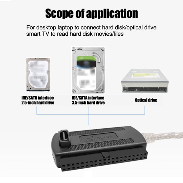 Konverteringskabel USB 2.0 til IDE/SATA HDD-adapter