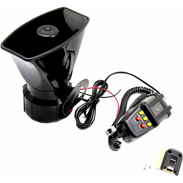 Elektronisk varselsirene for bil motorsykkel med mikrofon 100W 12V 7 lyder,