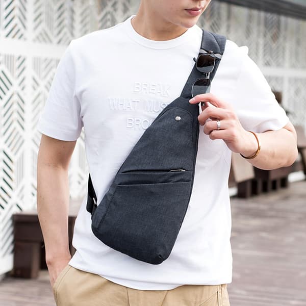 Brysttaske til mænd, tyverisikret, tætsiddende brysttaske, one-shoulder