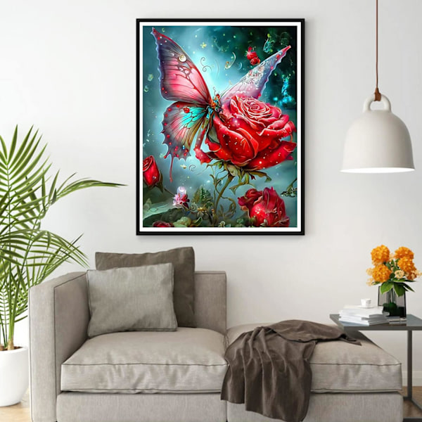 5D Perhos-timanttimaalaus 30x40 cm, DIY Ruusu-maalaus Kirjonta Timanttimaalaus Valmis[qb]