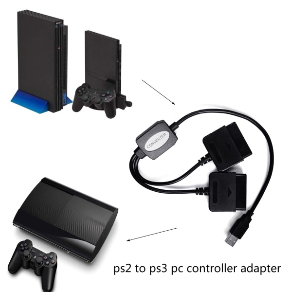 SQBB 2 i 1 Adapter Konverter utan Drivrutin för PS2 för PS3 Joypad Gamepad Till för PS3 PC USB Game Controller Adapter Ersätt