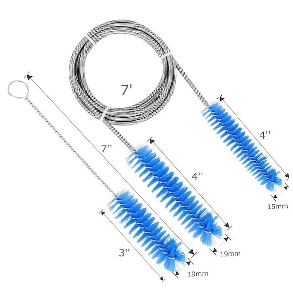 Harjan halkaisija 15 mm 19 mm - CPAP-letkun puhdistusharja - Sopii useimpiin CPAP-letkutyppeihin (sininen)