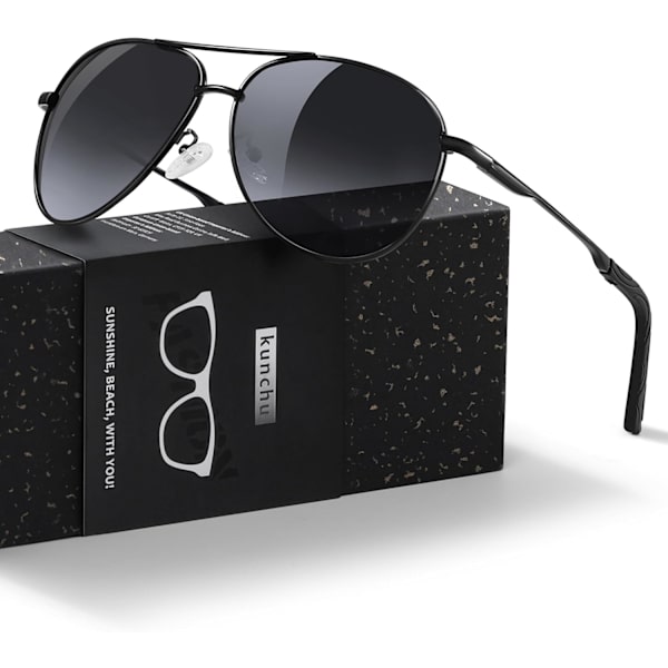 Pilot-Aurinkolasit Miehille Polarisoivat Aurinkolasit Unisex UV400 Suoja Mustat Aurinkolasit Ajamiseen Kalastukseen Juoksuun Klassiset Kevyet Varjot Black Frame