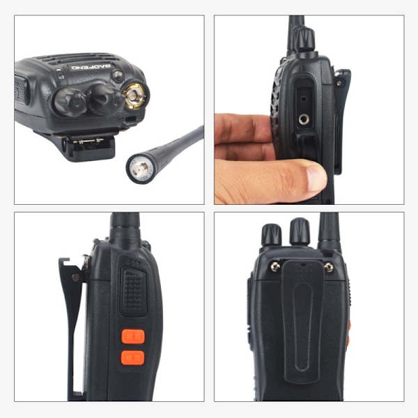 Långdistans tvåvägsradio Walkie Talkies för vuxna med hörlurar Uppladdningsbar 16-kanals 2-vägs handhållen radio med F