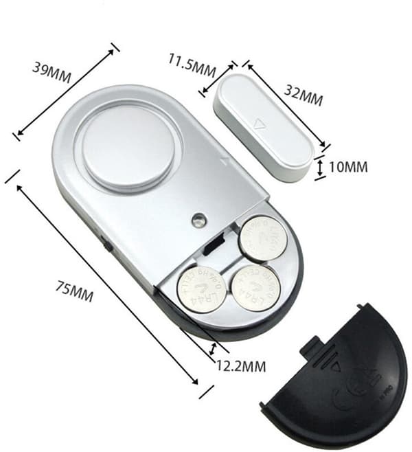 Dörr- och fönsterlarm - 125dB magnetisk sensor med batterier - Stöldskyddslarm för hemsäkerhet