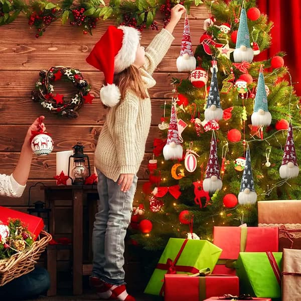 Gnome Julepynt 4 Pakker Håndlavet Svensk Tomte Julemand med Lys
