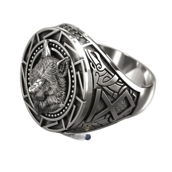 Men's Retro Viking Warrior Wolf Head Ring Vintage Celtic Wolf Totem Ring Jewelry
