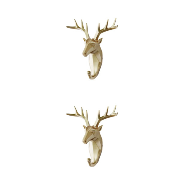 1/2/3/5 Robust og holdbar dyrehoved nøglekrog til enkelt gylden (hjort) golden (deer) 2 Set