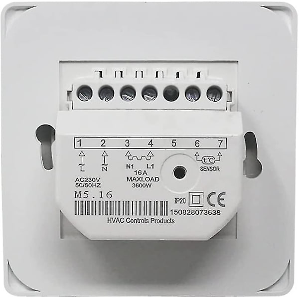 Manuell gulvvarmetermostat 220v 16a, elektrisk gulvvarmestyring Mekanisk romtermostat med gulvsensor Probe1st