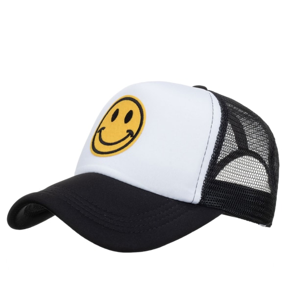 Mænd Kvinder Smiley Ansigt Baseball Mesh Cap Sport Justerbar Hatte White