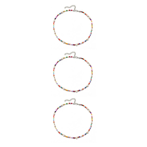 1/2/3/5 Pärlhalsband Pärlchoker Justerbar Kedja Boho Typ 4 Type 4 3PCS