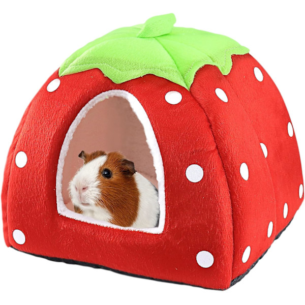 Small Pet Bed for Small Rabbit Guinea Pig Hamster Rabbit Animal Warm Sleeping House for Winter (Red)