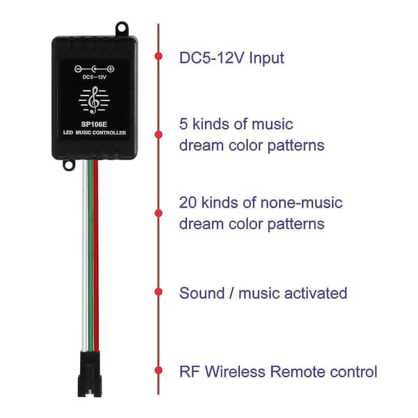 Mode SP106E LED RGB musikkontroller 9 knappers fjernkontroll