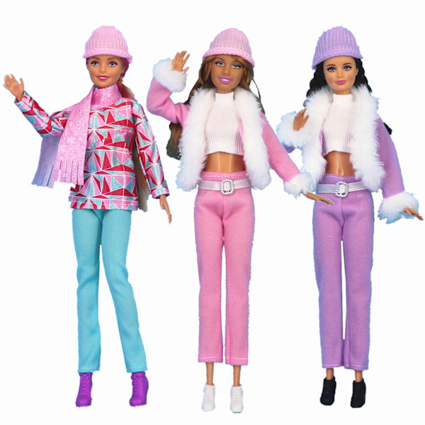 Barbie modekläder, 3 delar, 3 docktillbehör, för barn från 3 år