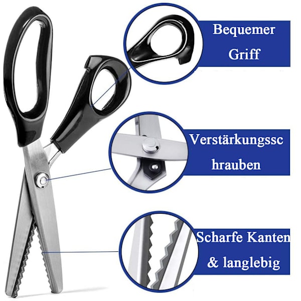 Serrated scissors, comfortable handles, professional