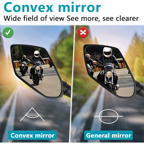 Motorcykelspegel, par med universella backspeglar, matchande