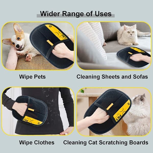 Elektrostatiska handskar för att ta bort djurhår, svarta (bt)