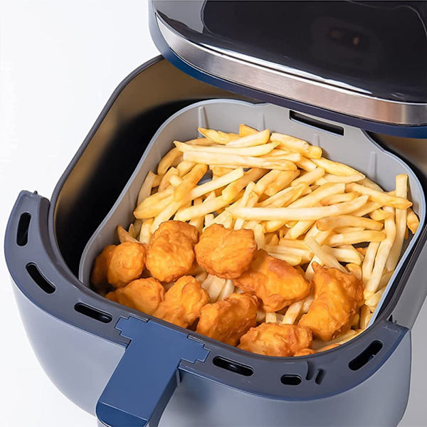 Airfryer Silikonform Livsmedelssäker Återanvändbar Värmebeständig Ugn Tillbehör Grå Grey Square Wave