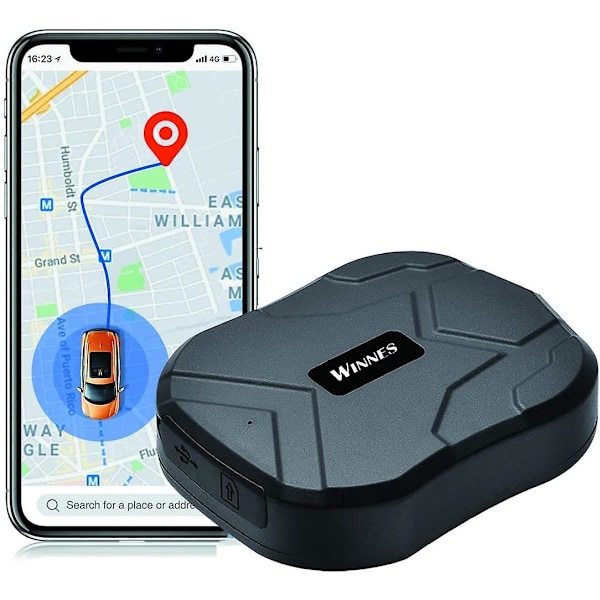 Winnes GPS Tracker TK905, Vandtæt 90 dages standby genopladelig tracker og anti-tabt GPS-lokalisator (sort)