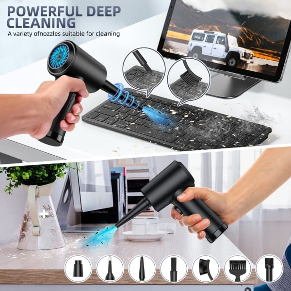 Kraftfull komprimerad luftdammsugare - Kontors tangentbordsrengörare - Trådlös USB-laddning - Tanklös