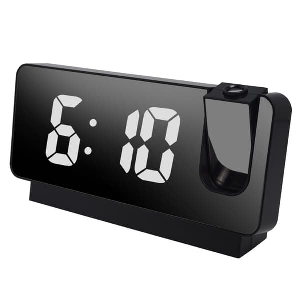 Smart Digital Projektionsur Justerbart Lydløs Automatisk Desktop LED Vækkeur[qb] Black