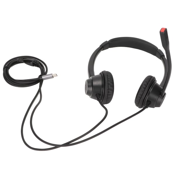 Typ C Telefon Headset Brusreducerande Binaural Callcenter Headset med Mikrofon för Kundtjänstkontor
