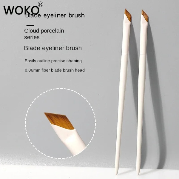 Oppgrader blad eyeliner børste ultra tynn fin vinkel flat øyenbryn børste under øye sminke børster presis detalj børste v white Eyeliner 4pcs