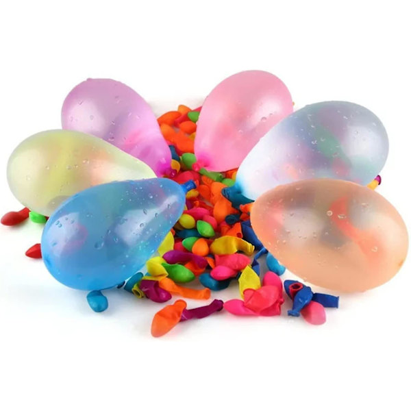 600-pack vattenballonger påfyllningskit miljövänliga latex vattenbomb ballonger för sommar plask kul kamp spel med 2 slangmunstycken påfyllningskit