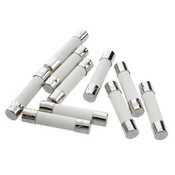 Black Friday 10 stk. Ac 250 V 15 A 6 X 30 Mm, Hurtig Cylindrisk Sikring Rør Keramisk Hvid + Sølv
