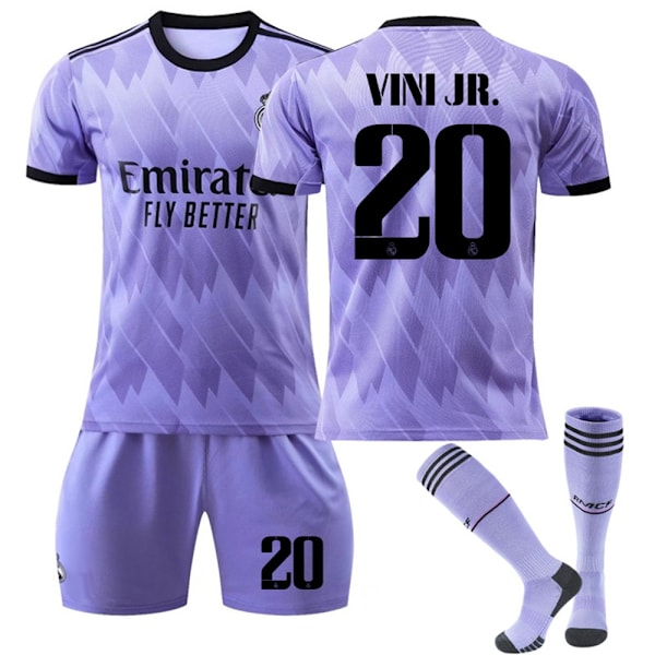 Real Madrid udebane lilla nr. 10 Modrić nr. 20 Vini Jr. fodboldtrøje - Perfekt #20 4-5Y #10 #10 #10 12-13Y