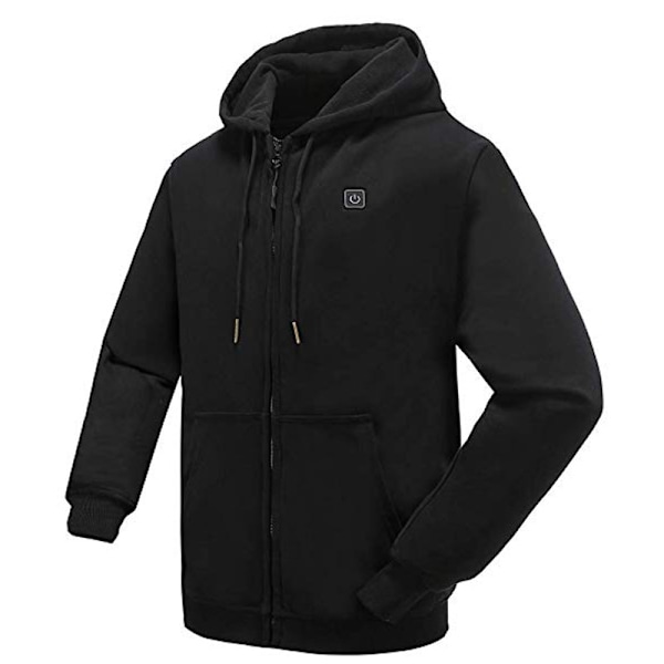 Uppvärmd hoodie, batteripack 7.4V (unisex), uppvärmd jacka för kvinnor och män Svart Black S