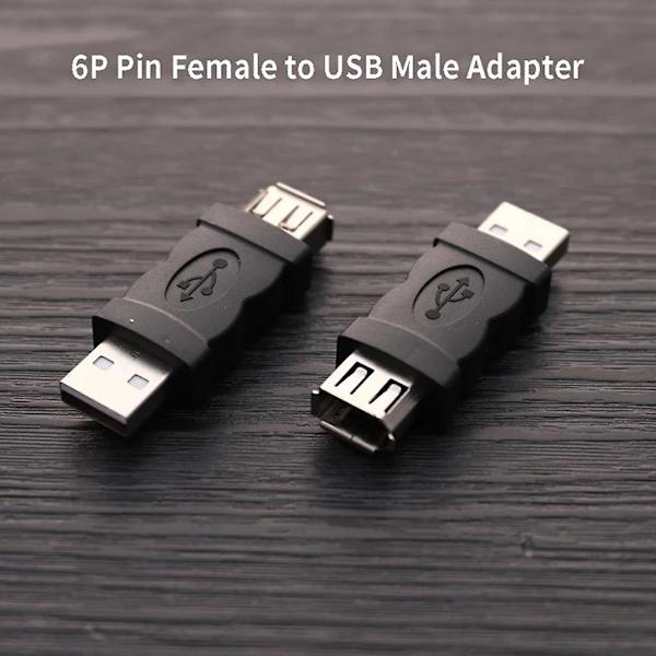 Firewire Ieee 1394 6-bens hun til usb2.0 konverter computer kabel stik Black