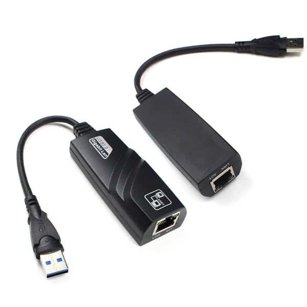 IC kablet USB 3.0 til Gigabit Ethernet RJ45 LAN 1000 Mbps nettverksadapter Svart USB3.0