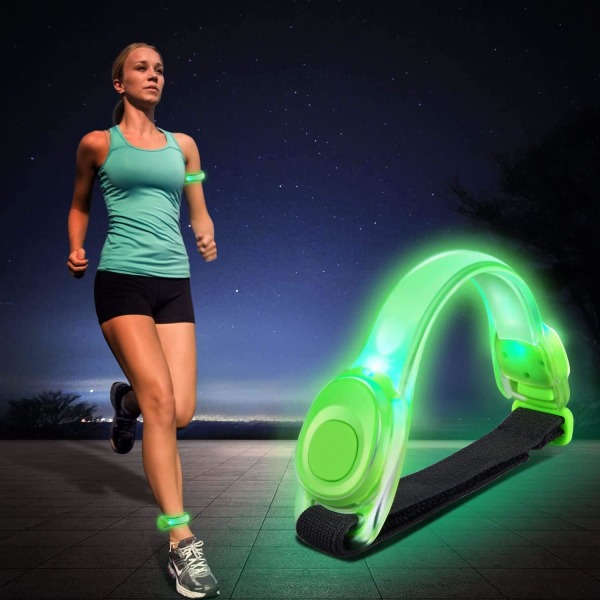 4 LED-armbånd Reflekterende LED-armbånd til løb og jogging Green