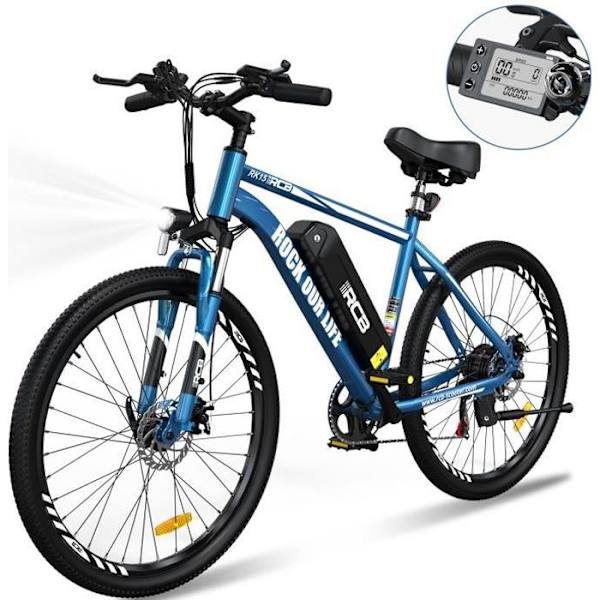 RCB Elektrisk Cykel E-cykel 26\" - 7 hastigheder Max 25km/t - Aftageligt batteri 36V 12 Ah 250W - Elektrisk Assisteret Cykler RK15-Blå
