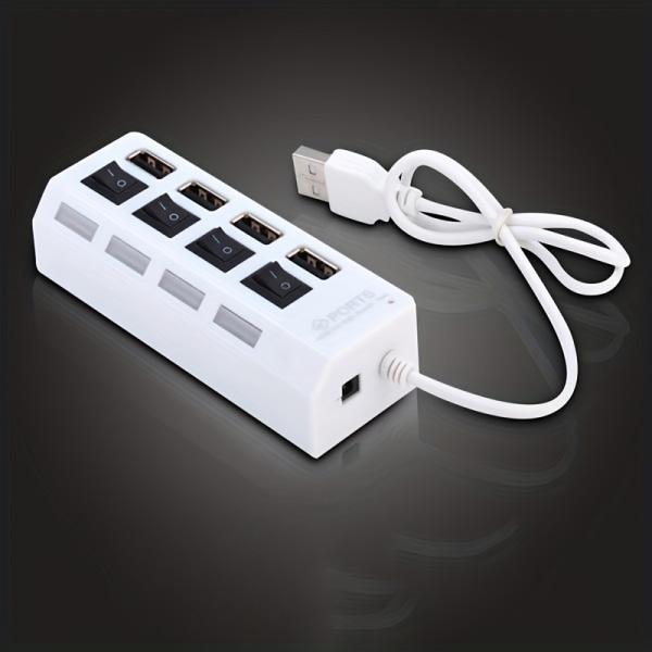 Höghastighets 4/7 portar USB HUB 2.0 adapter expander multi USB splitter multipel extender white 4-port