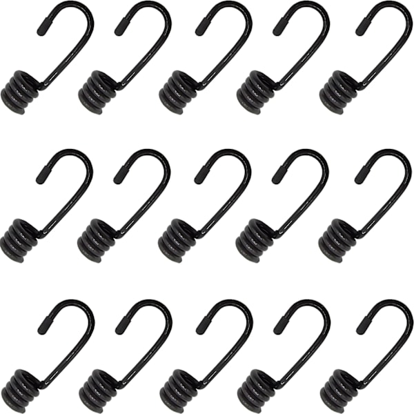 15 st plastbelagda bungee-krokar Spiralkrokar för elastiska snören (ingen bungee-snöre)