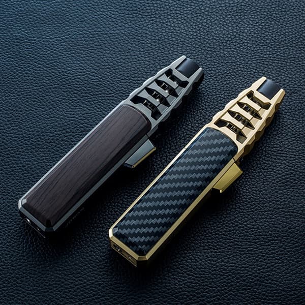 Turbine Torch Lighter Jet Flame Solar Beam Torch Earth's Warmest Flashlight Windproof - Sort Kulfiber（BT）