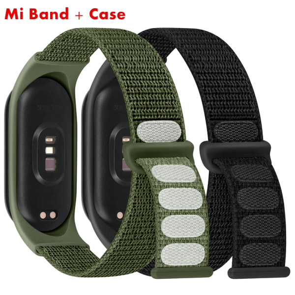 Nylon Mi band 4 5 6 Remstropp Utskifting Myk Justerbar Armbånd Pulsera Correa For Xiaomi Mi band 3 4 5 6 7 Armbånd Ren Svart Pure black 7 Mi Band 3 4 5 6 7