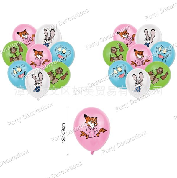 Zootopia 2 Bursdagsfestdekorasjonssett, vimpelbanner, kaketopper og ballongsett for barnefeiring Paper flags