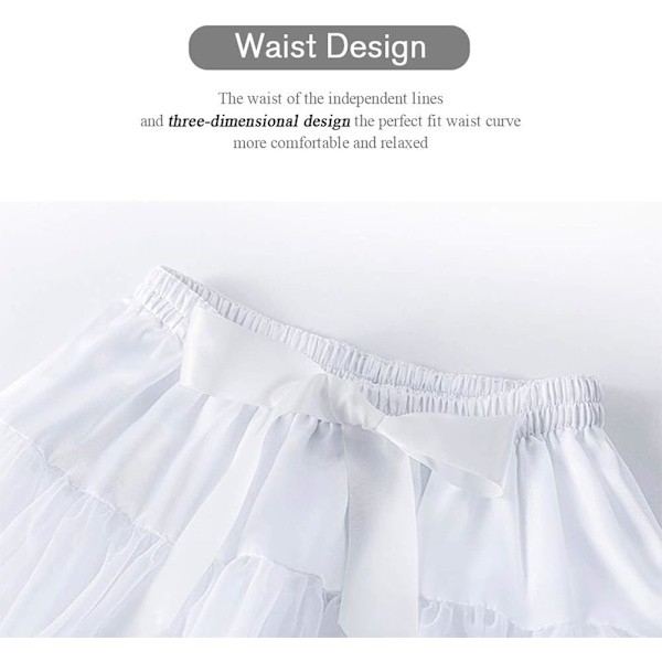 Kvinders elastiske talje chiffon underskørt puffy tutu tyl nederdel prinsesse ballet dans pettiskirts underskørt