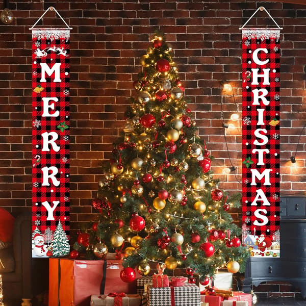 Julepynt Glædelig Jul Banner Julebåndsdørskilt