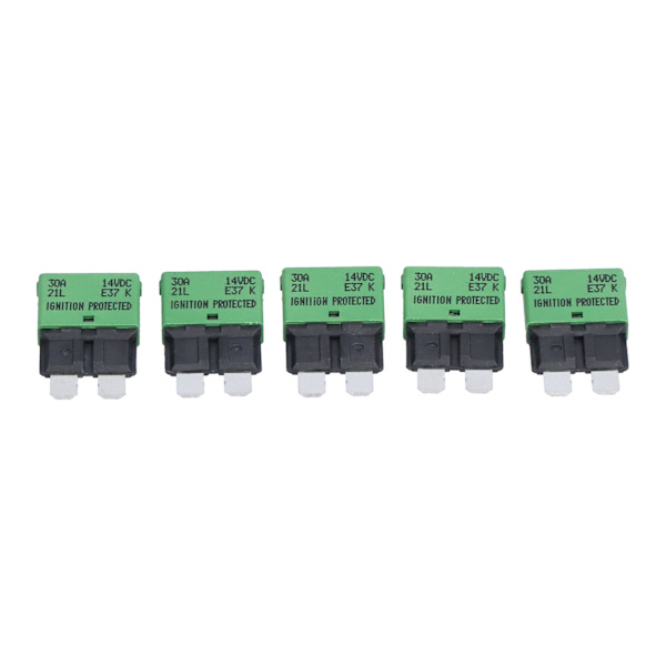 5 stk. Auto Reset Sikring 30A 14V DC ATC/ATO Afbryder til RV Campingvogn Marine Båd Stereo Forstärker