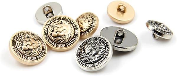 Premium kvalitet metallknapper med pregede løvehoder, for DIY