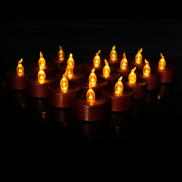 12-pak LED sort lys, batteridrevne fyrfadslys, sort fla[qb]