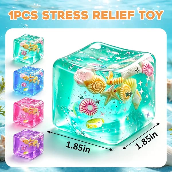 Ocean Shell Squishy Cube Stress Relief Sensorisk Fidget Klämleksak Purple