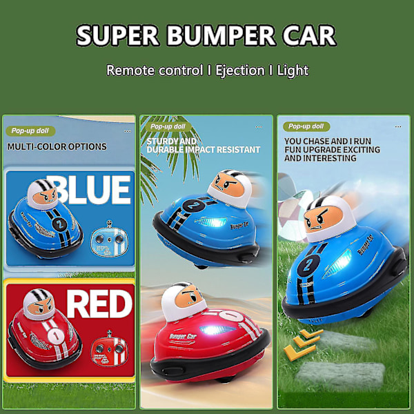 Sett fart ​​​​Bumper Cars Toy Mini fjernstyrte Ejectors kjøretøy med fjernkontroll Blue And Red